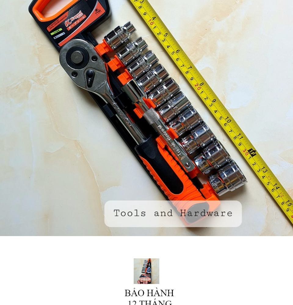 BỘ TUÝP KHẨU 1/2 KAPUSI NHẬT BẢN-BỘ TAY VẶN KÈM KHẨU VẶN ỐC Tuýp mở bulong Bộ điếu mở ốc bộ khẩu mở siết ốc bộ tuýp Nhật Bản bộ tuýp sửa xe máy bộ khẩu tuýp