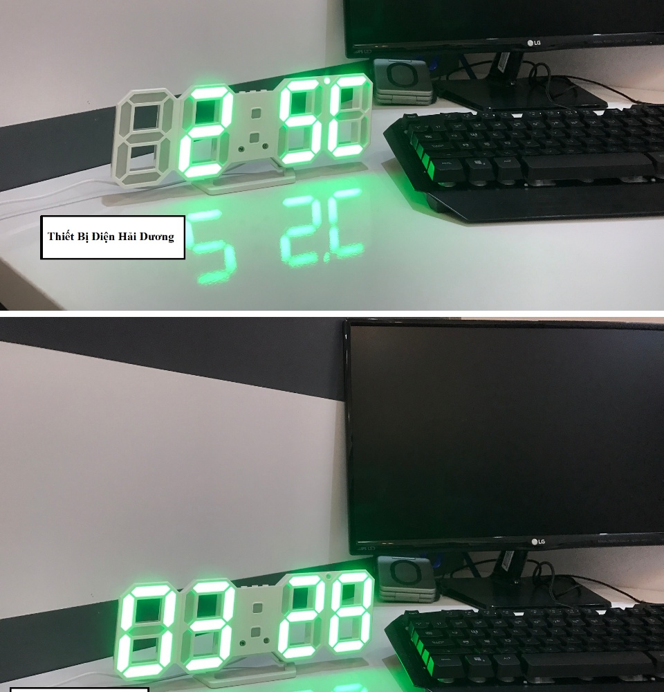 đồng hồ điện tử 3d để bàn hoặc treo tường - báo thức & đo nhiệt độ - tn828 49
