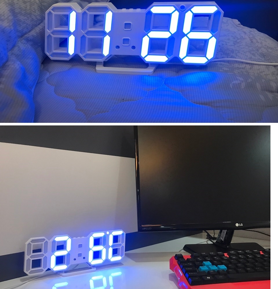 đồng hồ điện tử 3d để bàn hoặc treo tường - báo thức & đo nhiệt độ - tn828 60