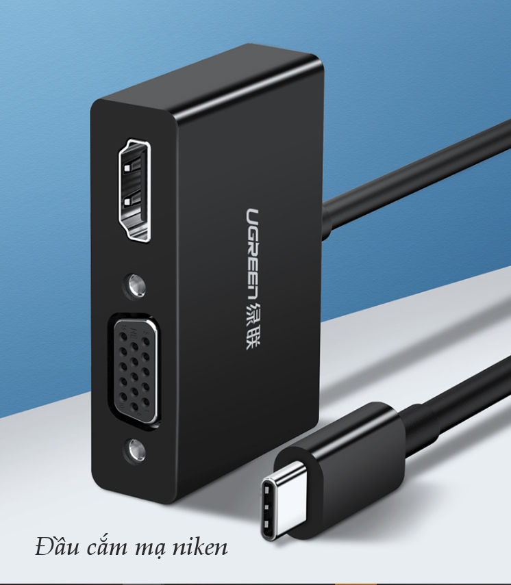 Bộ chuyển đổi USB Type C sang HDMI/VGA hình ảnh 3D 4kx2k 30HZ, độ phân giải 1920x1080P 60HZ cho MacBook, các thiết bị hỗ trợ cổng USB type C... dài 10-15cm UGREEN CM162 Bộ chuyển đổi USB Type C sang HDMI/VGA hình ảnh 3D 4kx2k 30HZ, độ phân giải 1920x1080P 60HZ cho MacBook, các thiết bị hỗ trợ cổng USB type C... dài 10-15cm UGREEN CM162