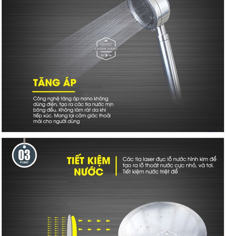 bộ vòi sen tăng áp 400% nhôm nguyên khối công nghệ nano siêu tiết kiệm nước 6