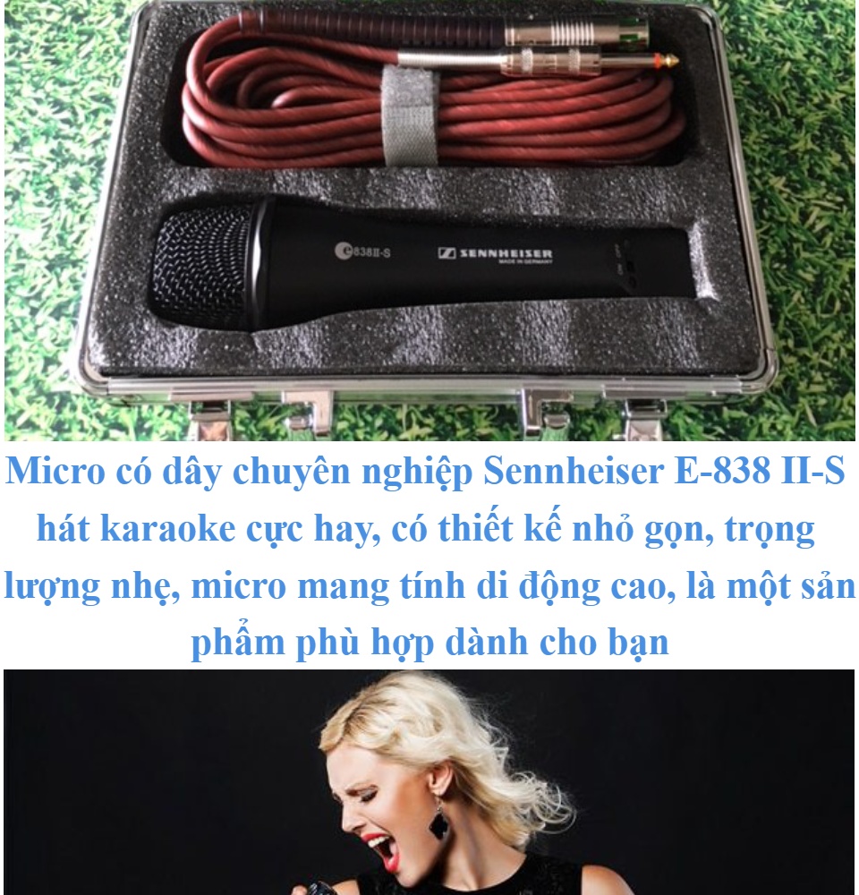 Micro Có Dây E 838II-S SENNHEISER Micro Sennheiser E 838II-S Hát Cực Hay Chống Hú