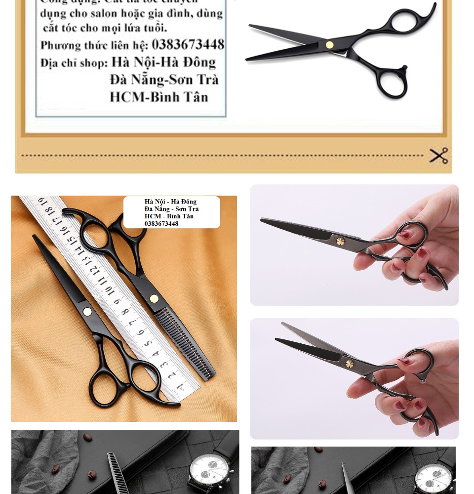 Cắt Tóc Chiếc Lá Nhọn, Bộ Đôi Kéo Cắt Tỉa Chuyên Dụng Kèm 8 Phụ Kiện, tóc cắt layer ngang vai - Combo 2 kéo cắt và kéo tỉa tóc + Phụ Kiện