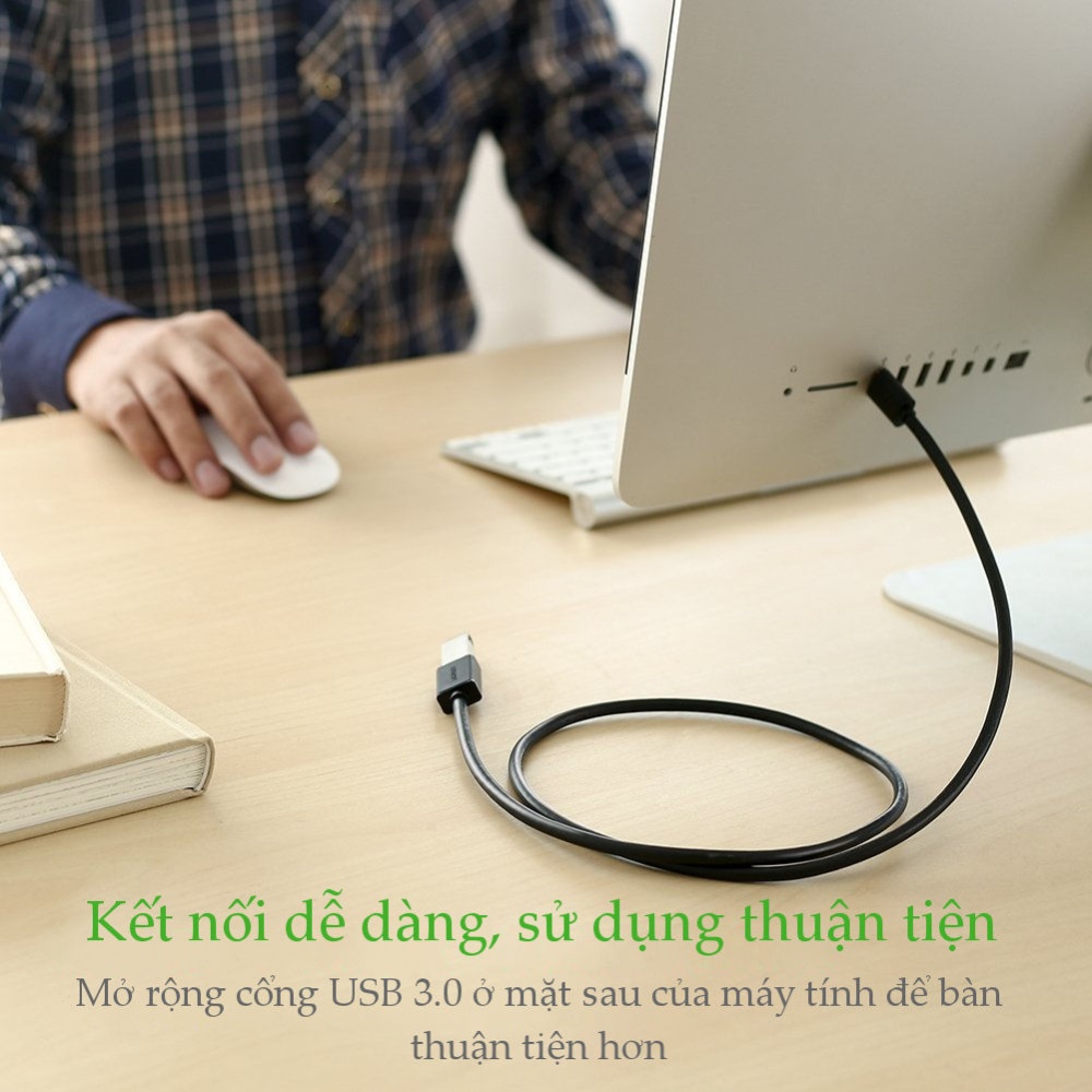 Dây nối dài USB 3.0 dài 0.5M UGREEN US129 30125 Dây nối dài USB 3.0 dài 0.5M UGREEN US129 30125