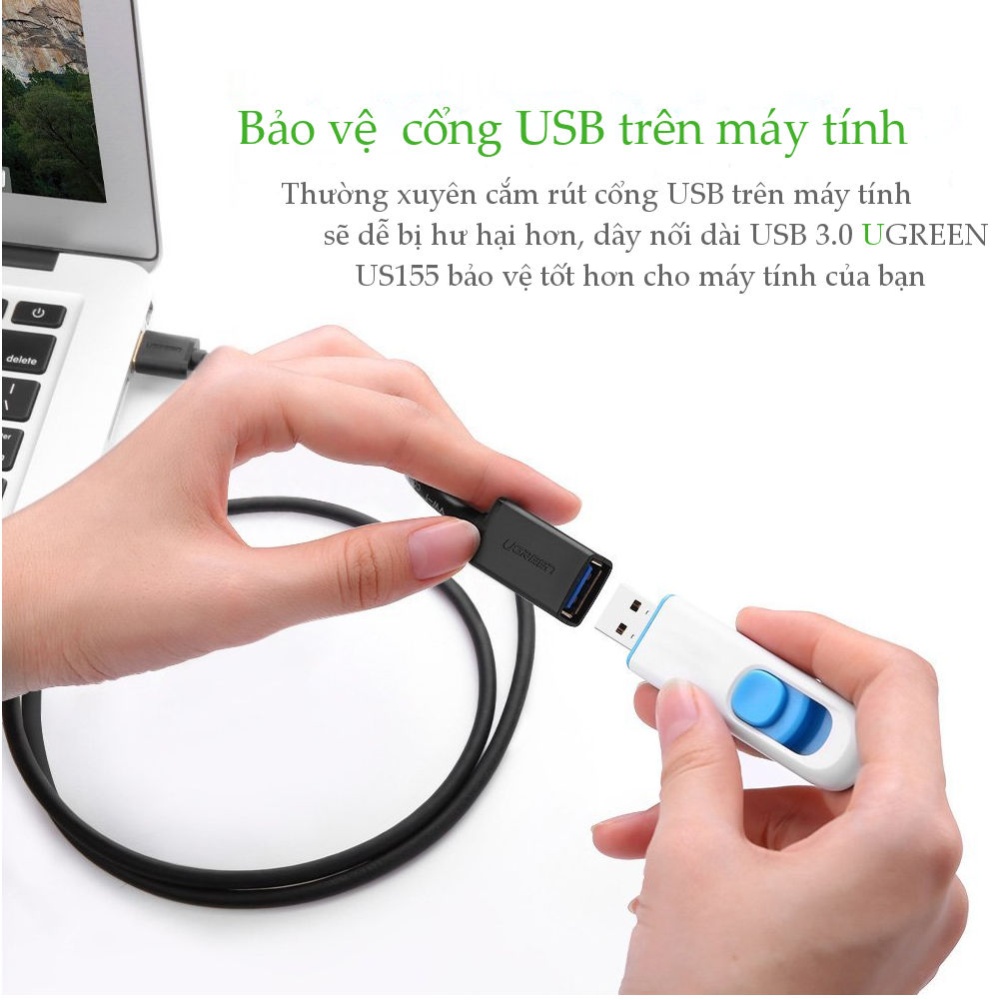 Dây nối dài USB 3.0 dài 0.5M UGREEN US129 30125 Dây nối dài USB 3.0 dài 0.5M UGREEN US129 30125