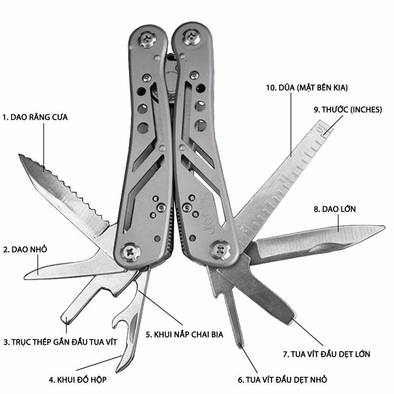 Kìm cầm tay đa năng cho phượt thủ Jeep Multi Function Pocket Pliers