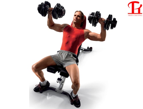 Nằm đẩy tạ với ghế tập tạ Bowflex