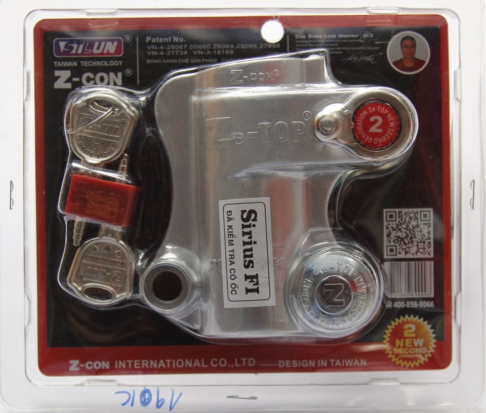 Khóa đĩa chống trộm xe máy, heo dầu Z-con - Sirius - 22