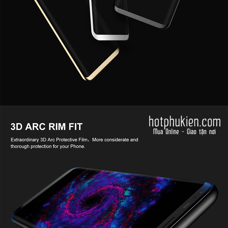 Cường lực Samsung Galaxy S8 / S8 PlusBaseus 3D Arc cao cấp full màn hình
