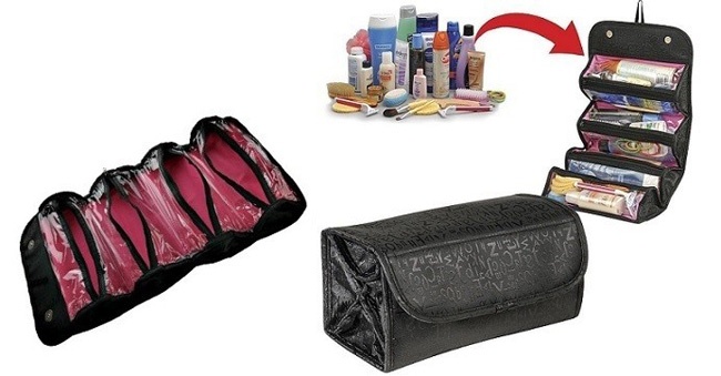 KHUYEN MAI TUI DUNG DO DU LICH 4 NGAN CHONG THAM ROLL N GO COSMETIC BAG GIA RE