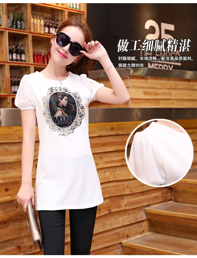 Hàng nhập Áo kiểu form dài in hỉnh cô gái - BY6056 11