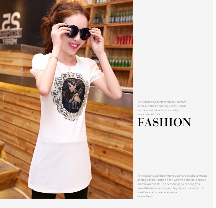 Hàng nhập Áo kiểu form dài in hỉnh cô gái - BY6056 5