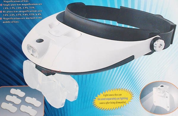 Kính lúp đội đầu kính phóng đại đa năng 5 kính có thể ghép đôi zoom 1.0x 1.5x 2.0x 2.5x 3.5x / 3.0x 4.0x 5.0x 5.5x 6.0x