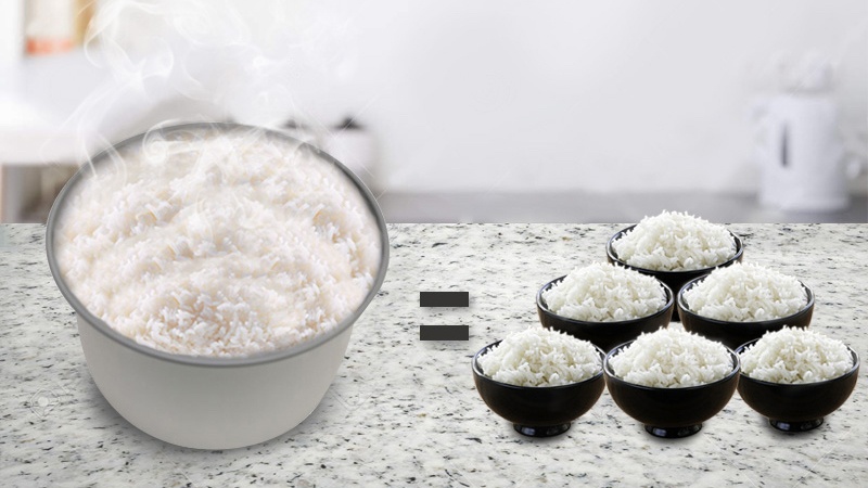 Dung tích 1.8 lít nấu cơm đủ cho 4 đến 6 người ăn