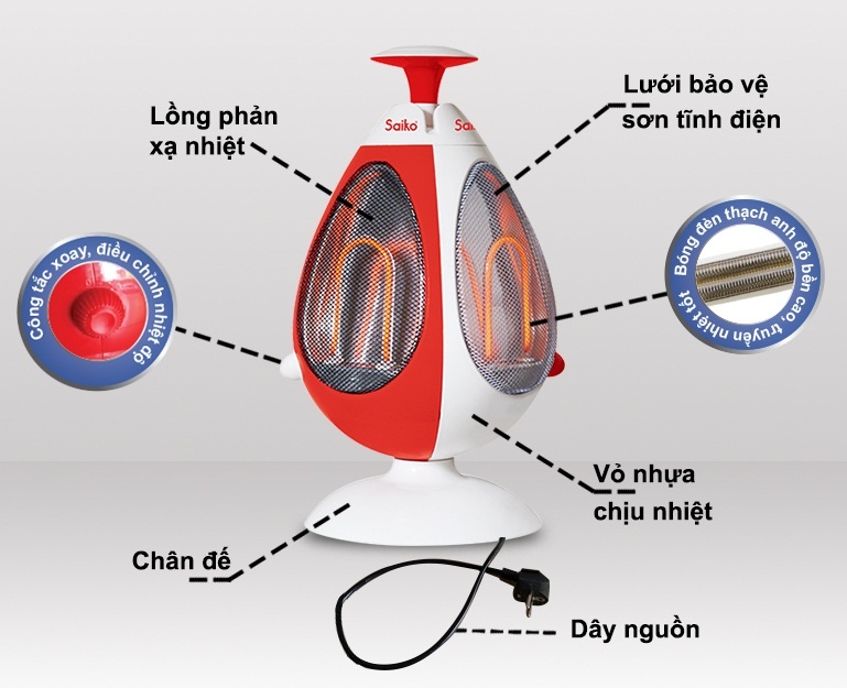 Đèn Sưởi Thạch Anh Saiko QH-1204