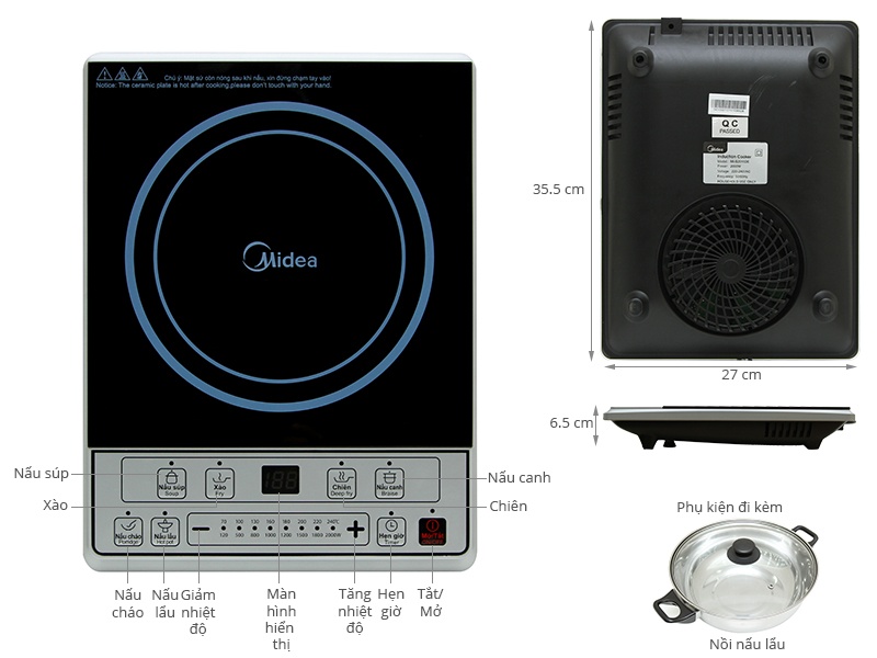 Thông số kỹ thuật Bếp từ Midea MI-B2015DE