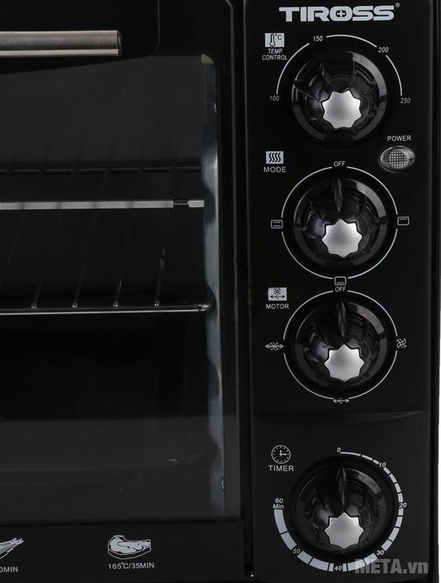 Lò nướng đa năng đối lưu Tiross TS-961 với điều khiển núm vặn.