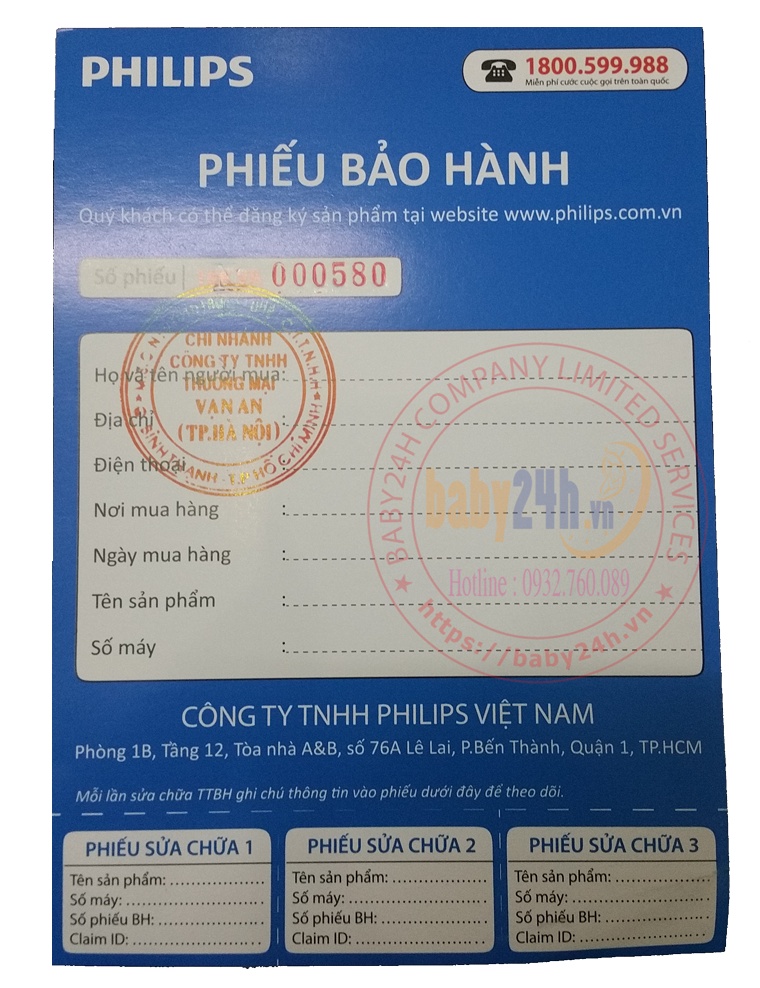 Phiếu hành chính hãng máy hấp xay avent 4 in 1 tai baby24h.vn