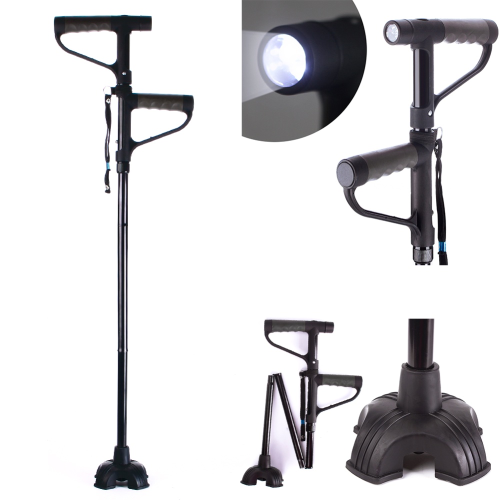 My Get Up and Go Cane Fold 5 Height Adjustments Second Handle Helps You Get Out Of Your Seat The Convenient Walking Stick With LED Lights Magic Cane