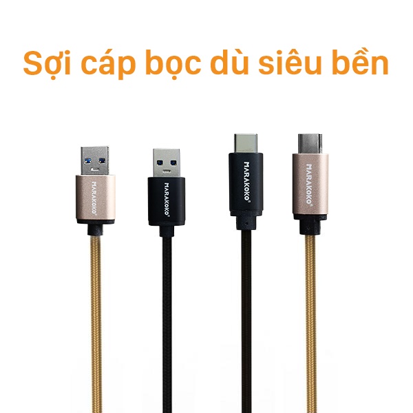 Cáp Type- C Marakoko MTC01 bọc dù cao cấp 1M