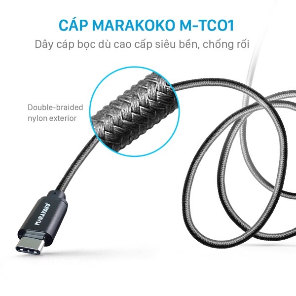 Cáp Type- C Marakoko MTC01 bọc dù cao cấp 1M