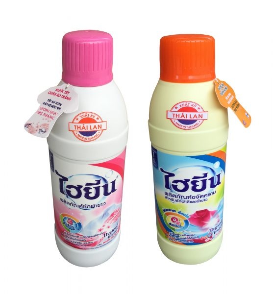 Bo 1 nuoc tay quan ao trang hong va quan ao mau Hygiene 250ml