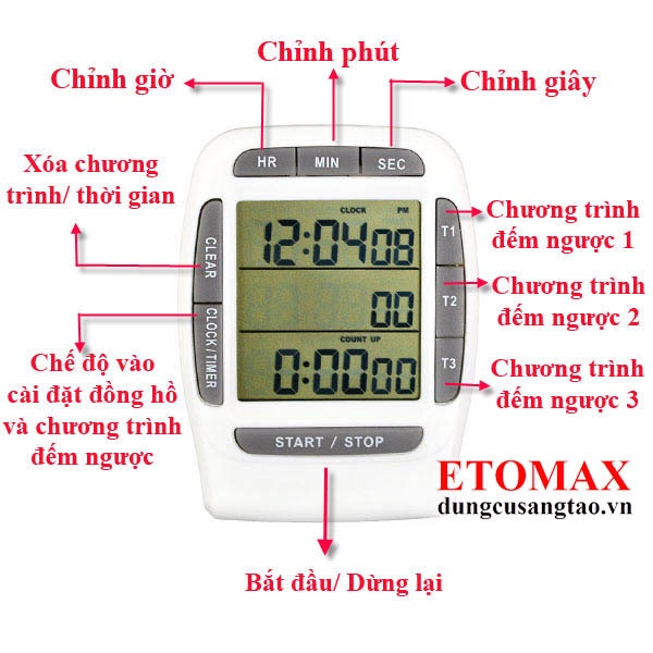 Đồng hồ bấm giờ đếm ngược mini PS-370