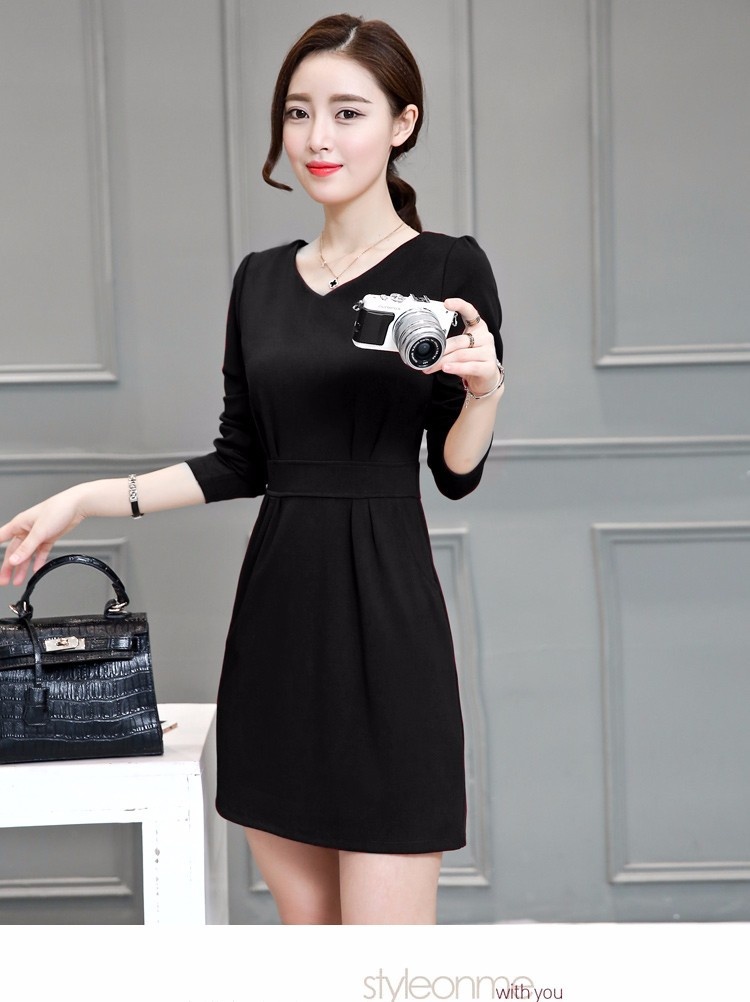 Đầm suông cổ tim thắt đai cao cấp - DS43. 4