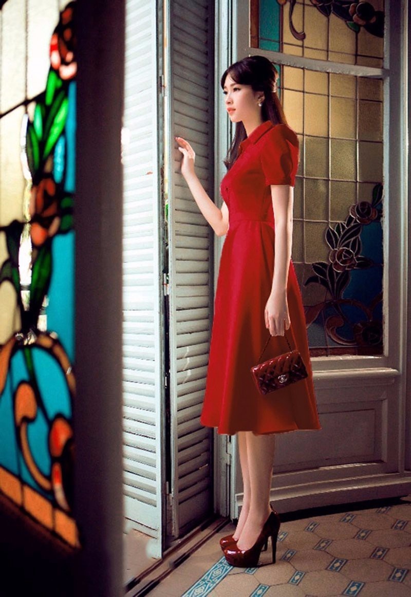HÀNG ĐỦ SIZE: Đầm vintage cổ sơ mi 5