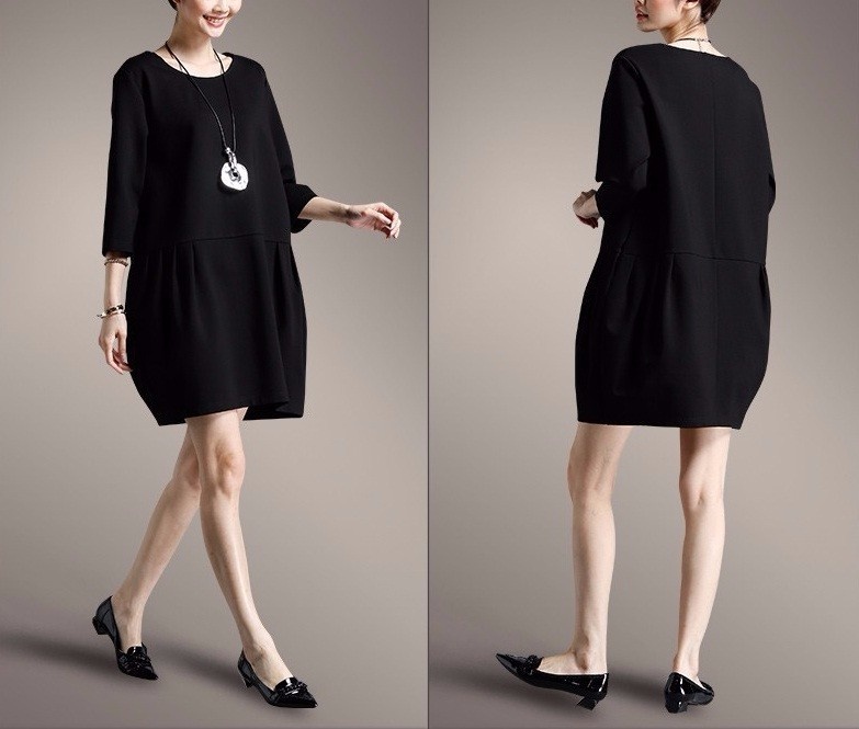 Đầm suông form xếp ly rộng tay lỡ- DST11 4