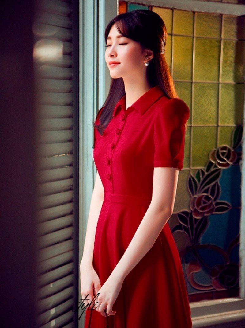 HÀNG ĐỦ SIZE: Đầm vintage cổ sơ mi 1
