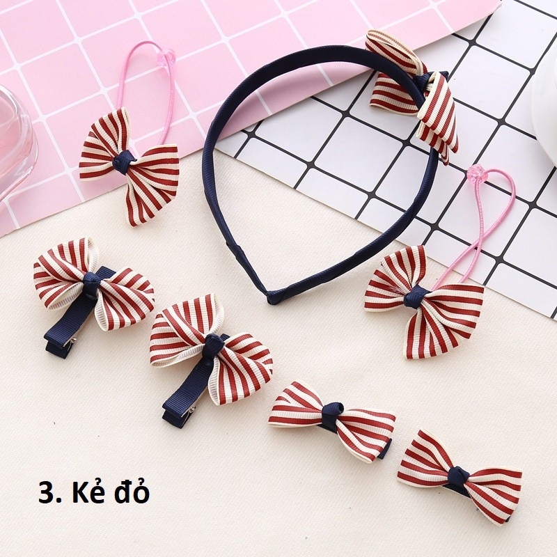 Bộ nơ kẹp tóc 7 món cho bé 3