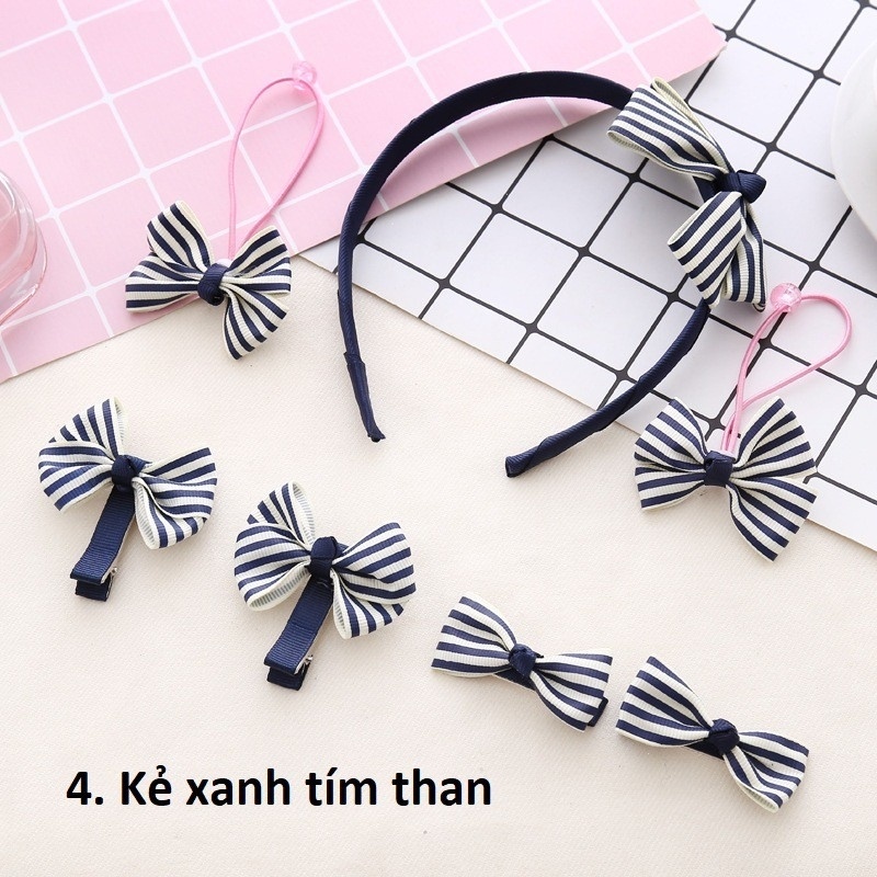 Bộ nơ kẹp tóc 7 món cho bé 4