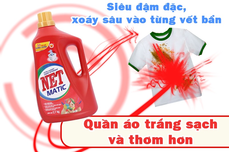 Nước Giặt Net Matic Chai (máy giặt cửa trên) 2.7kg