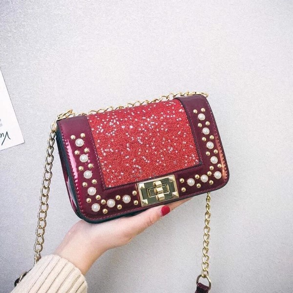 Túi đeo chéo nạm sao óng ánh A035 PKSR (Đỏ)