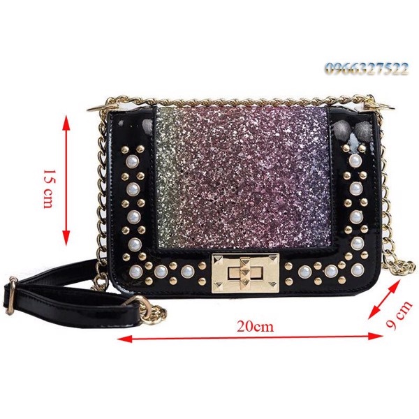 Túi đeo chéo nạm sao óng ánh A035 PKSR (Đỏ)